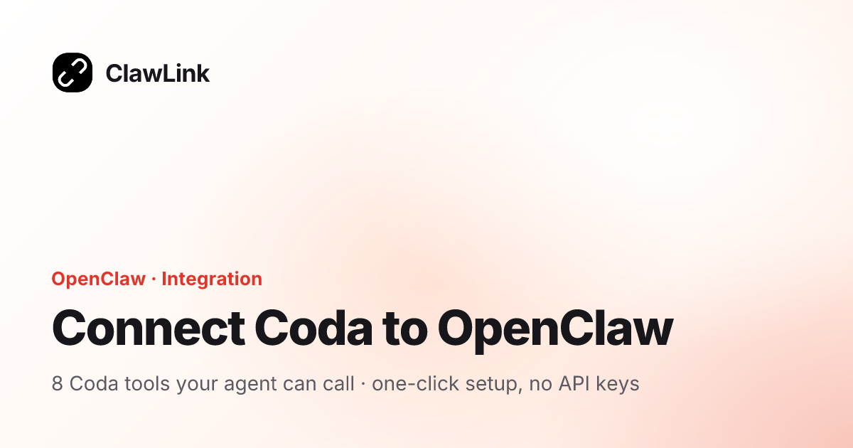 Connect Coda to OpenClaw — ClawLink integration